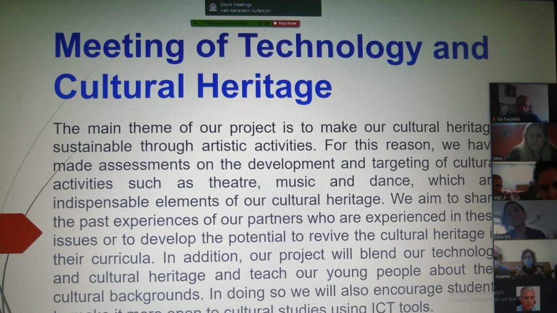 Meeting of Technology and Cultural Heritage Projemizin Online Toplantısı Gerçekleşti